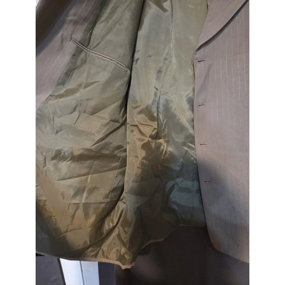 Carlo Zarelli Tan Pinstripe Suit Jacket, Men's 52R Blazer, Three Button, NWT‎